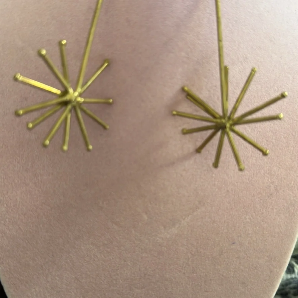 Solid Brass Burst Earrings - Picture 3 of 5